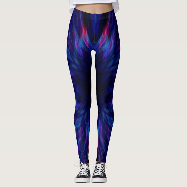 Blå och rosa mönster leggings (Framsida)