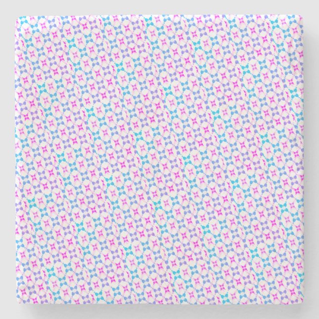 Blå och rosa mönstrad marmor stenunderlägg (Framsidan)