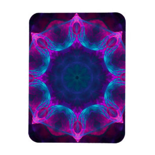 Blå och Rosa Neon Mörk Kaleidoskop Gradient Magnet