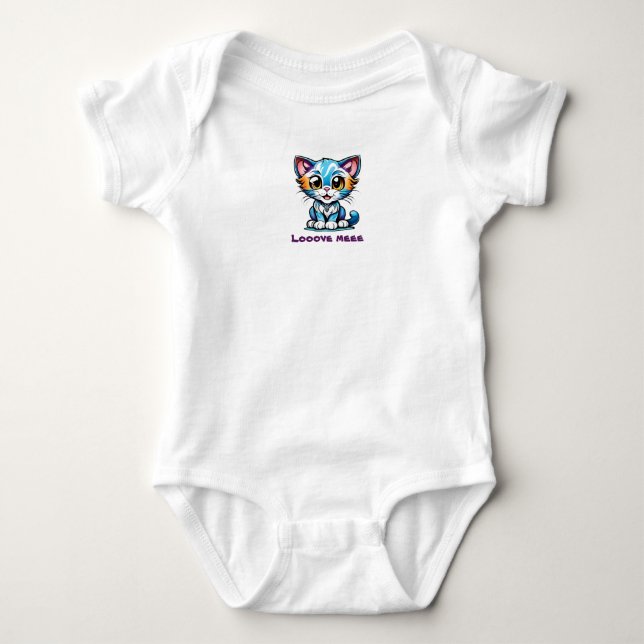 Blå och Rosa Nyfikna Kitten Äventyr T Shirt (Framsida)