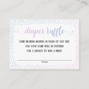 Blå och Rosa Ombre Confetti Diaper Raffle Cards Tilläggskort