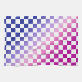 Blå och rosa ombré rutigt mönster kökshandduk