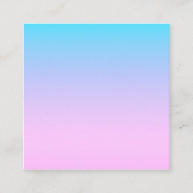 Blå och rosa övertoningsbakgrund fyrkantigt visitkort (Framsida)