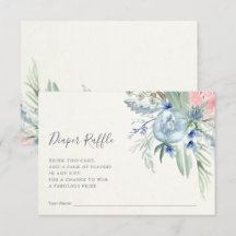 Blå och Rosa Pion | Baby Shower Blöja Lotteri