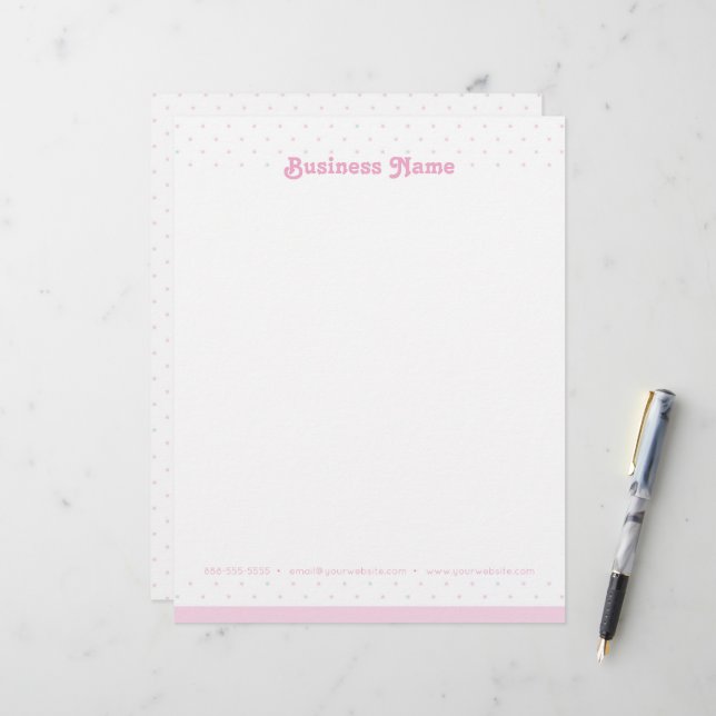 Blå och Rosa Polka dots Letterhead Brevhuvud (Fram/Back In Situ)