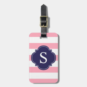 Blå och Rosa Rand Monogram Bagagebricka