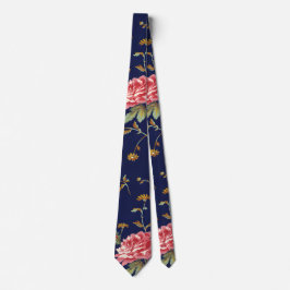 Blå och rosa retro blommig design slips