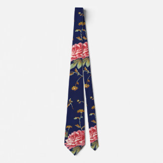 Blå och rosa retro blommig design slips