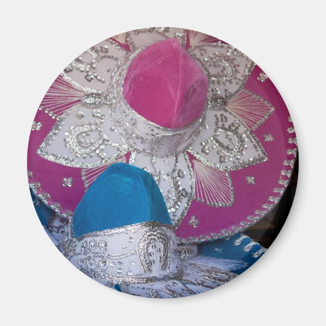 Blå och Rosa Sombreros Magnet (Framsidan)