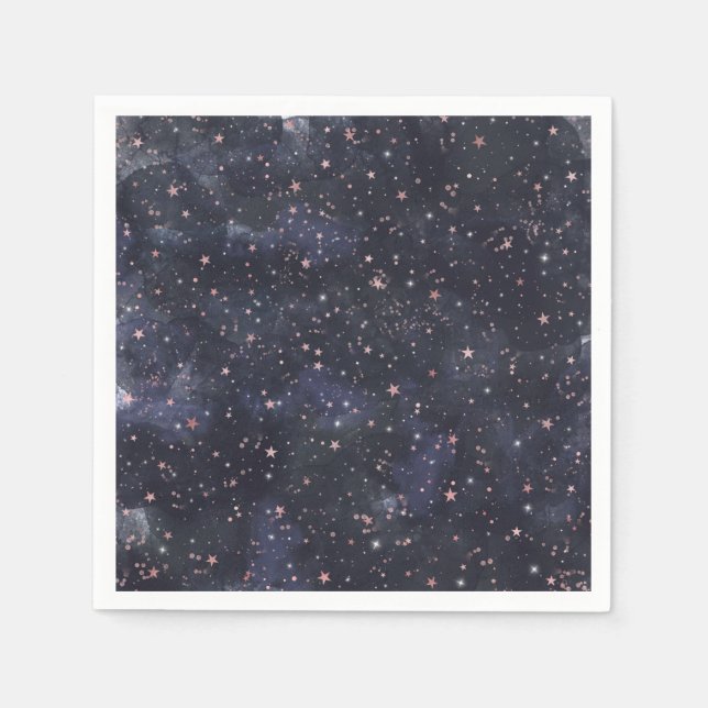 Blå och rosa stjärnhimmel Celestial baby shower Pappersservett (Framsidan)
