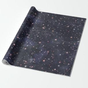 Blå och rosa stjärnhimmel Celestial baby shower Presentpapper