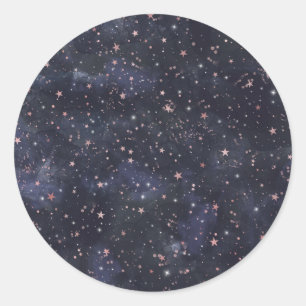 Blå och rosa stjärnhimmel Celestial baby shower Runt Klistermärke