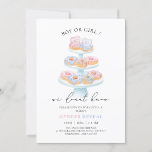 Blå och Rosa Sweet Donuts Baby Gender Reveal Inbjudningar