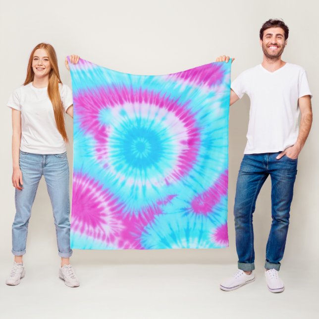 Blå och Rosa Tie Dye Fleecefilt (På plats)