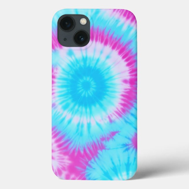 Blå och Rosa Tie Dye Telefon Case (Baksida)