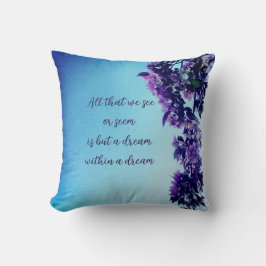 Blå och Rosa Vår Blommigt Poetry Kudde