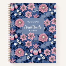 Blå och Rosa Victorian Blommigt Gratitude Journal
