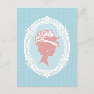 Blå och Rosa Vintage Cameo Vykort