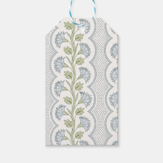 Blå och salvia blomsterrandig, liten skala presentetikett
