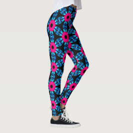 Blå och Shock rosa Gemstone Designer Leggings