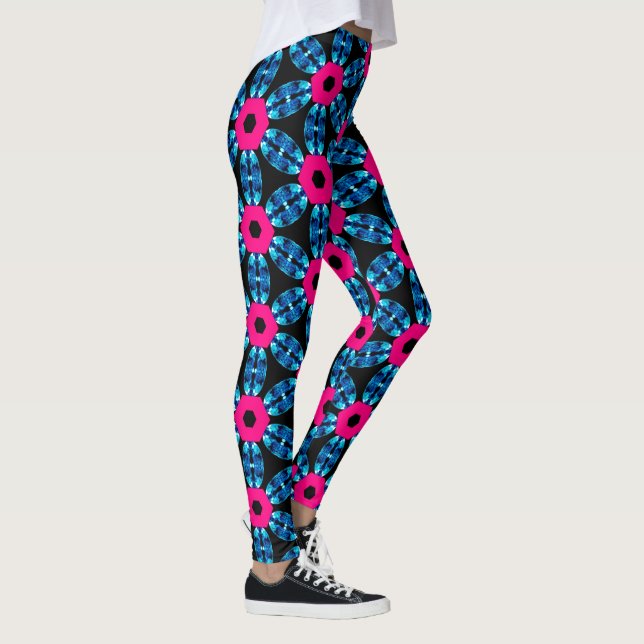 Blå och Shock rosa Gemstone Designer Leggings (Höger)