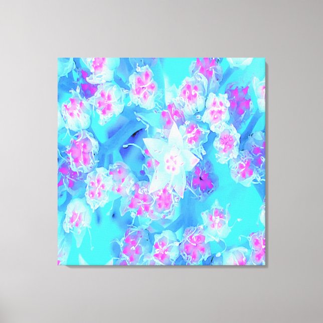 Blå och Shock rosa Succulent Underwater Sedum Canvastryck (Framsida)