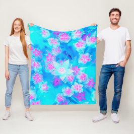 Blå och Shock rosa Succulent Underwater Sedum Fleecefilt