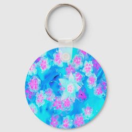 Blå och Shock rosa Succulent Underwater Sedum Nyckelring