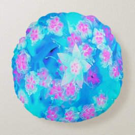 Blå och Shock rosa Succulent Underwater Sedum Rund Kudde