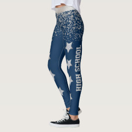 Blå och Silver Cheer eller Borll Spandex Leggings
