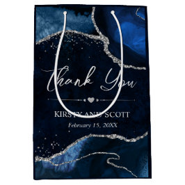 Blå och Silver Faux Glitter Agate Bröllop