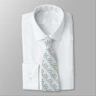 Blå och silver geometrisk sicksack slips