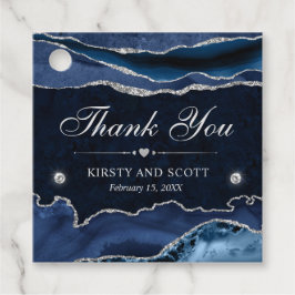 Blå och Silver Glitter Marble Bröllop Gåvor Etiketter