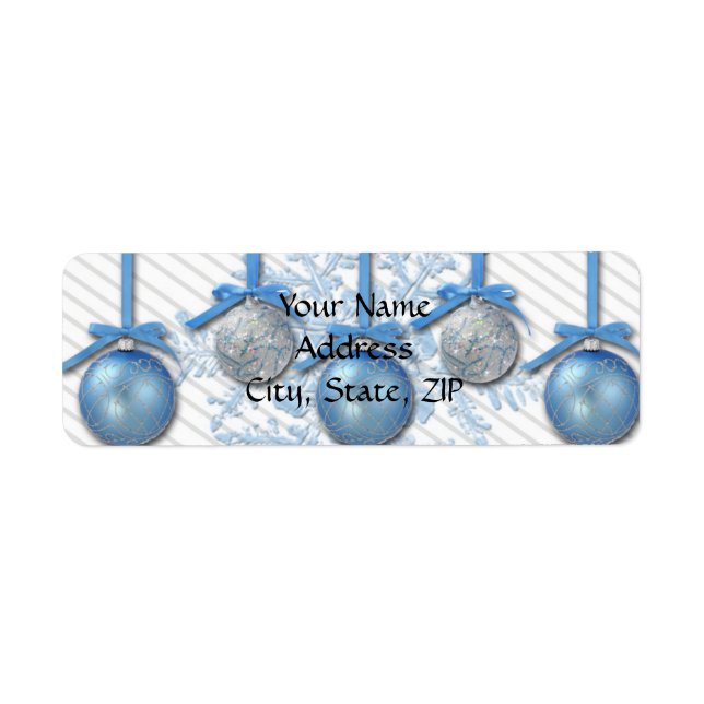 Blå och Silver Glitter Returadress Etikett (Framsidan)