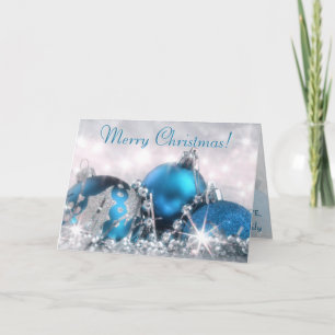 Blå- och Silver-God jul-hälsningskort Helgkort