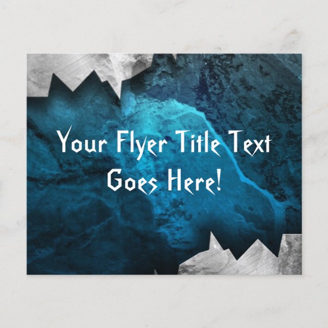 Blå- och Silver-grunge Metall/stendesign Flygblad (Framsidan)