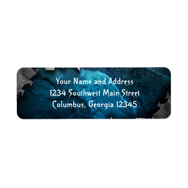 Blå- och Silver-grunge Metall/stendesign Returadress Etikett (Framsidan)