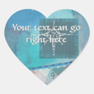 Blå och Silver Heart-Stickers Hjärtformat Klistermärke