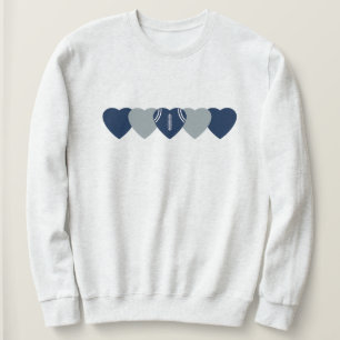 Blå och Silver Hjärtfotboll Mörk T Shirt