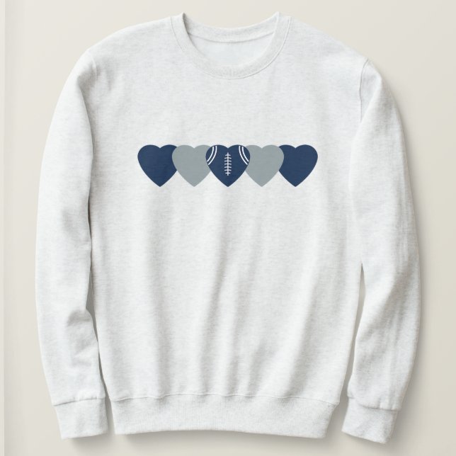 Blå och Silver Hjärtfotboll Mörk T Shirt (Design framsida)