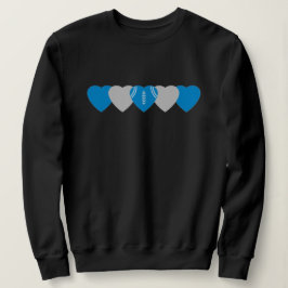 Blå och Silver Hjärtfotboll Mörk T Shirt