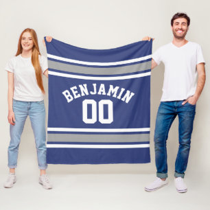 Blå och Silver Iports Jersey-nummer Fleecefilt