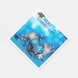 Blå och Silver jul Bollar, Candy cane, stjärnor Pappersservett