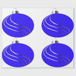 Blå och Silver Julgran Bulb Wrapping Papper Presentpapper