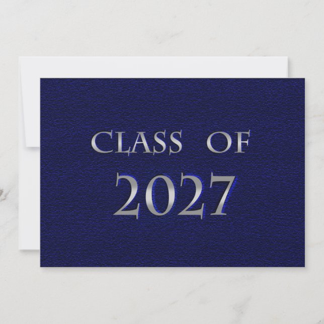 Blå och Silver Klass 2027-kort Inbjudningar (Framsida)