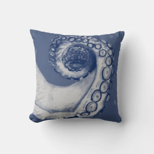 Blå och Silver Nautisk Octopus Tentacle Pillow Kudde