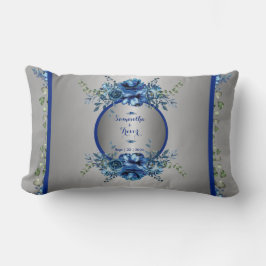 Blå och Silver Petal Symphony Lumbarkudde