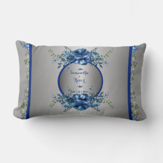 Blå och Silver Petal Symphony Lumbarkudde