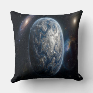 Blå och Silver Planet Kudde