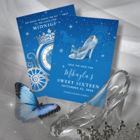 Blå och Silver Skor Cinderella Söta 16 Födelsedag